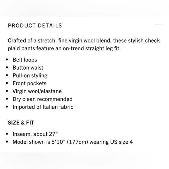 Theory Straight Plaid Wool Pants Trousers Sz2 - Picture 5 of 12